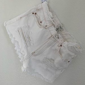 Forever 21 shorts. White. Distressed.